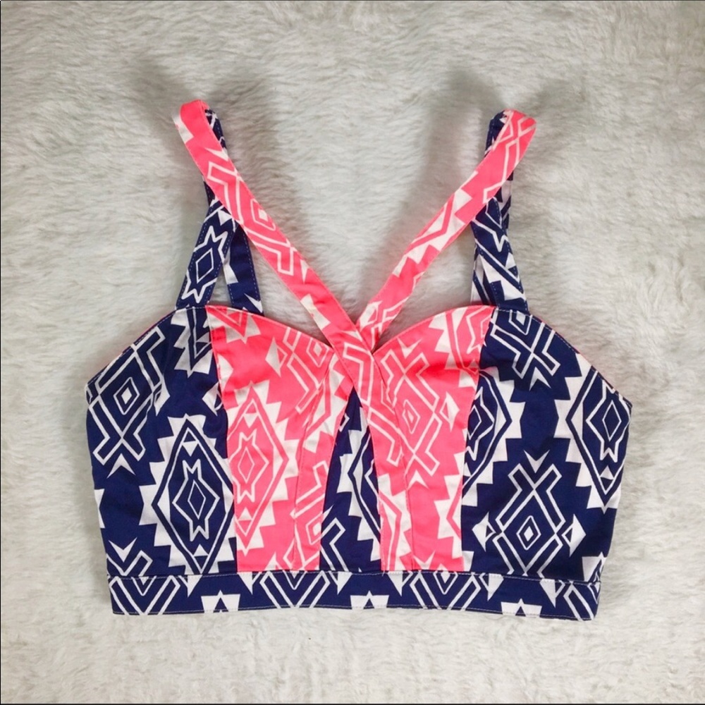 Flying Tomato Tribal Print Caged Crop Top